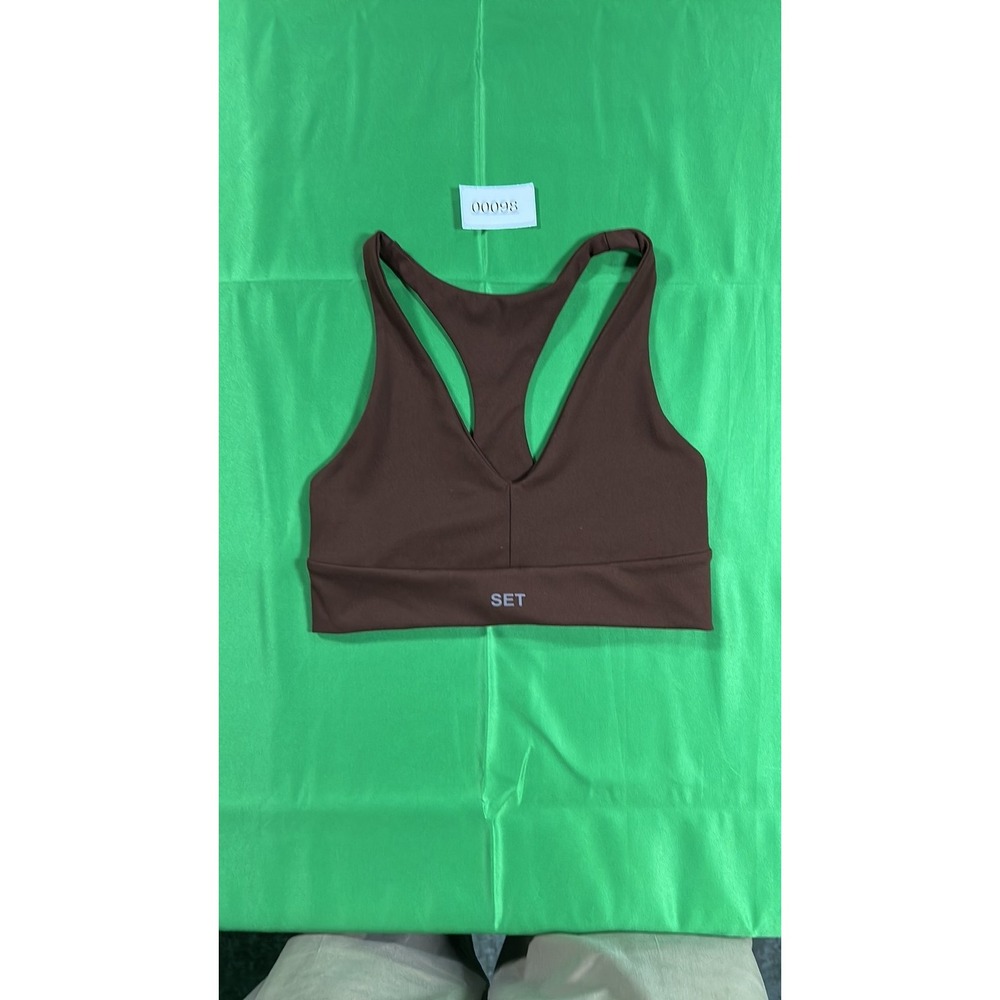 Set Active Luxform Espresso Brown V-Neck Racerback Sports Bra Size M